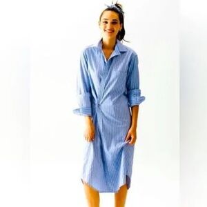 WEAR CISCO blue and white button up striped shirt dresss